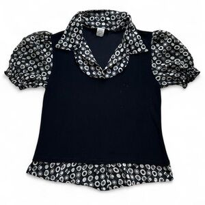 Black and Cream Patterned Blouse